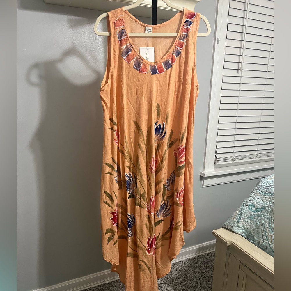 SEVEN ISLANDS Sleeveless Floral Peach Dress NWT SUZE 3X plus size #405